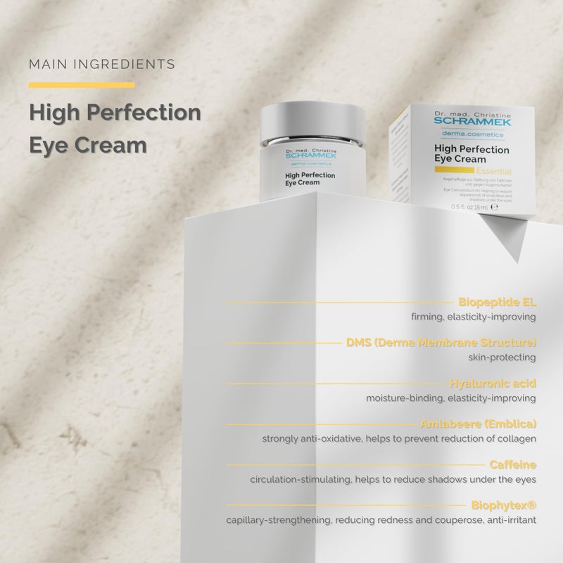 Schrammek High Perfection Eye Cream (0.5 fl oz) - Eye Care Product - Reduces Lines & Shadows Under the Eyes - Caffeine Eye Cream - Skin Care - Dr Schrammek - Image 3